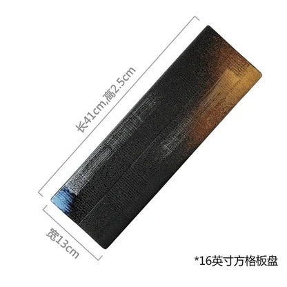 Rectangular Sushi Plate Sashimi Plate Cold Dishes Flat Plate Japanese Ceramic Plate Retro Restaurant Long Plate.