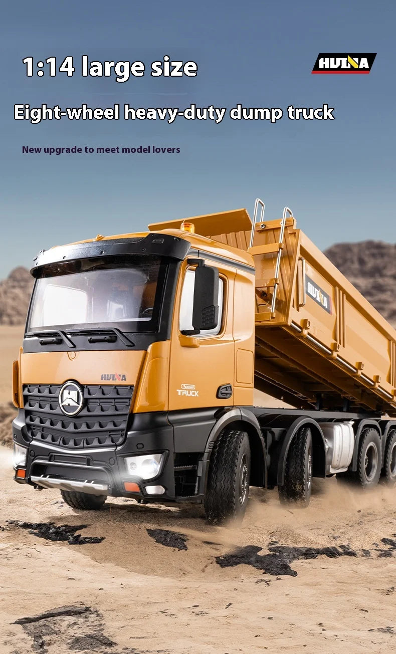 Huina Large 50Cm Rc Dump Truck 1536 12Ch 1/14 Alloy Remote Control Engineering 8Wheel Heavy-Duty Dump Truck Cargo Model Boy Gift.