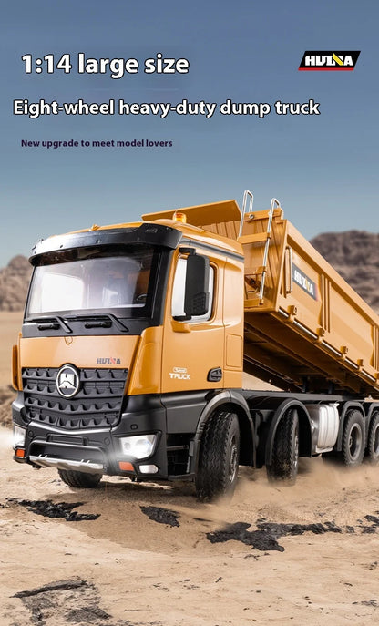 Huina Large 50Cm Rc Dump Truck 1536 12Ch 1/14 Alloy Remote Control Engineering 8Wheel Heavy-Duty Dump Truck Cargo Model Boy Gift.