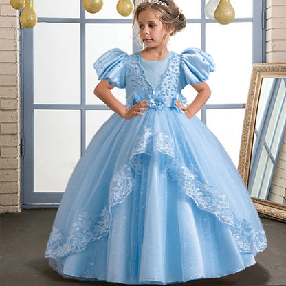 Neue wunderschöne Mädchen Party kleid Eröffnungs feier Kleidung Halloween Performance Tanz Prinzessin Rock 4-12t Weihnachts kleid