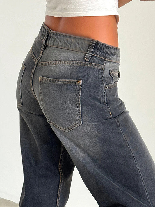 2024 neue Y2K Hohe Taille Baggy-Jeans Für Frauen Mode Lose Denim Breite Bein Hosen Casual Weibliche Kleidung XS-XL Drop verschiffen