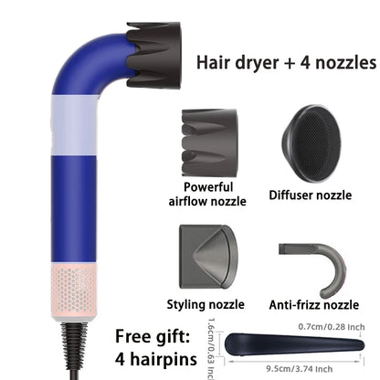 1400W pure original high-power hair dryer, dries hair quickly, lightweight body, low noise, comes with various types of nozzles.