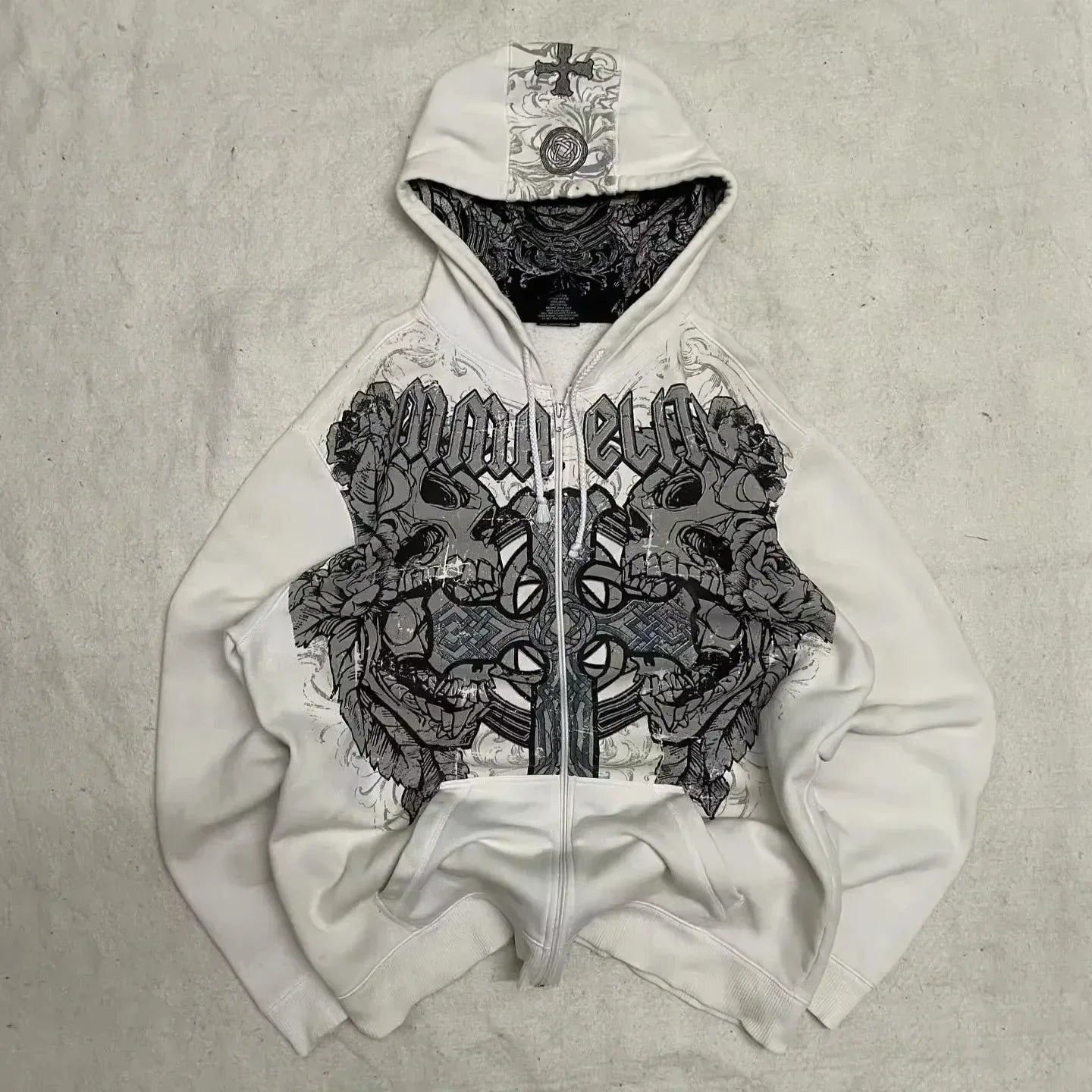 American Y2K New Fashion Trend Fleece Padded Zipper Hoodie Women Street Hip Hop Joker Loose Sweatshirt Couple Casual Punk Hoodie.