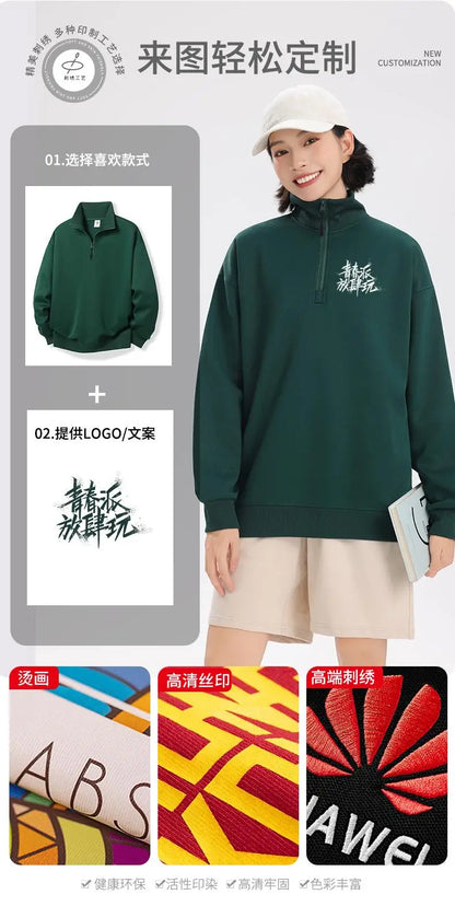 XH-528 2025 Autumn New Regular Fit Lightweight 360gsm Thermal Fabric Half Zip Sweatshirts Men Pullovers.