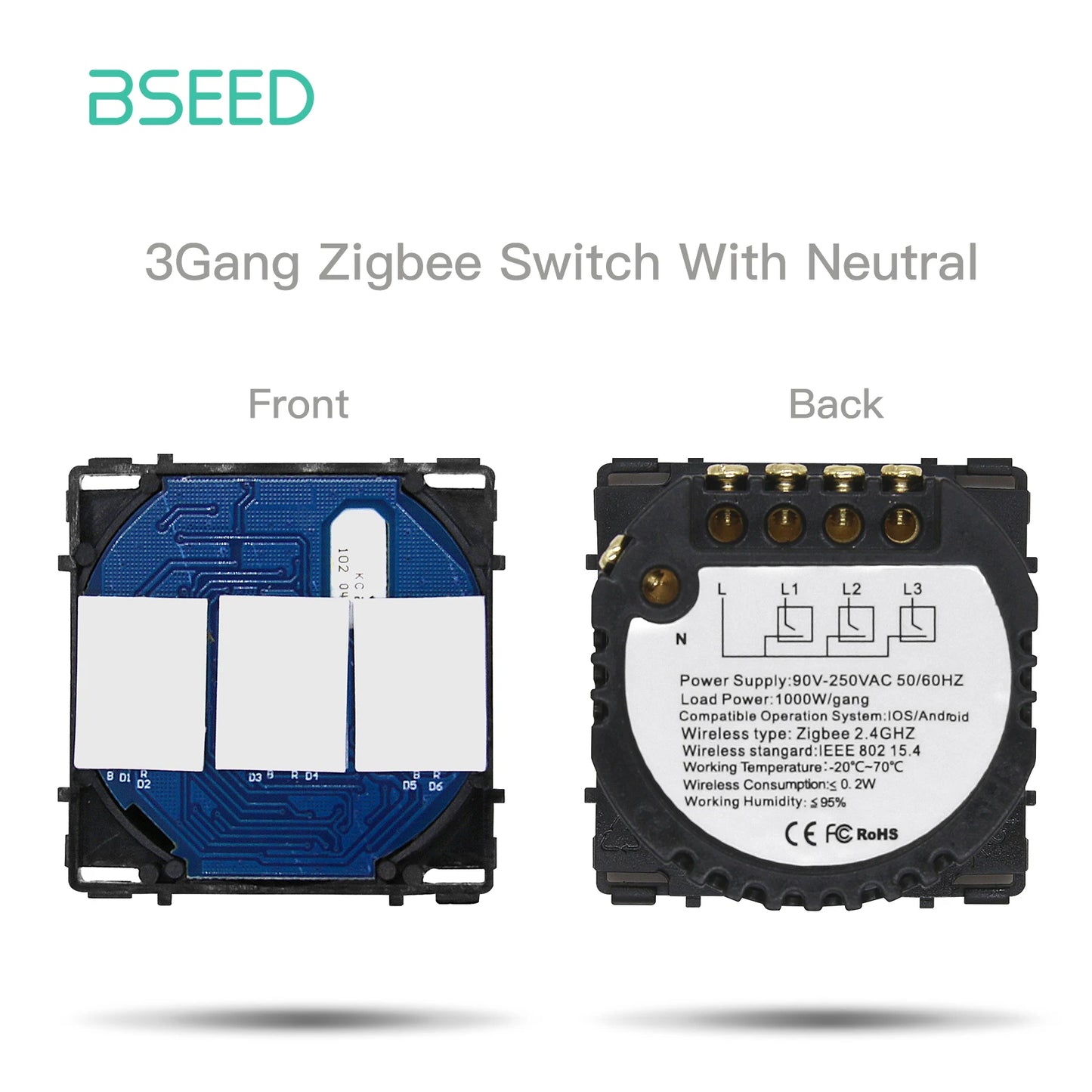 BSEED Zigbee Touch Schalter Funktion Basis 1/2/3Weg Glas Panels EU Wand Smart Steckdose Tuya Smart Leben App DIY Teile Nur.