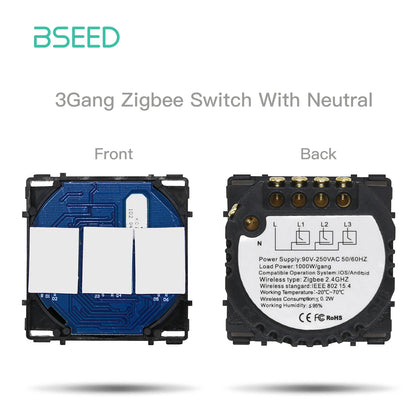 BSEED Zigbee Touch Schalter Funktion Basis 1/2/3Weg Glas Panels EU Wand Smart Steckdose Tuya Smart Leben App DIY Teile Nur.