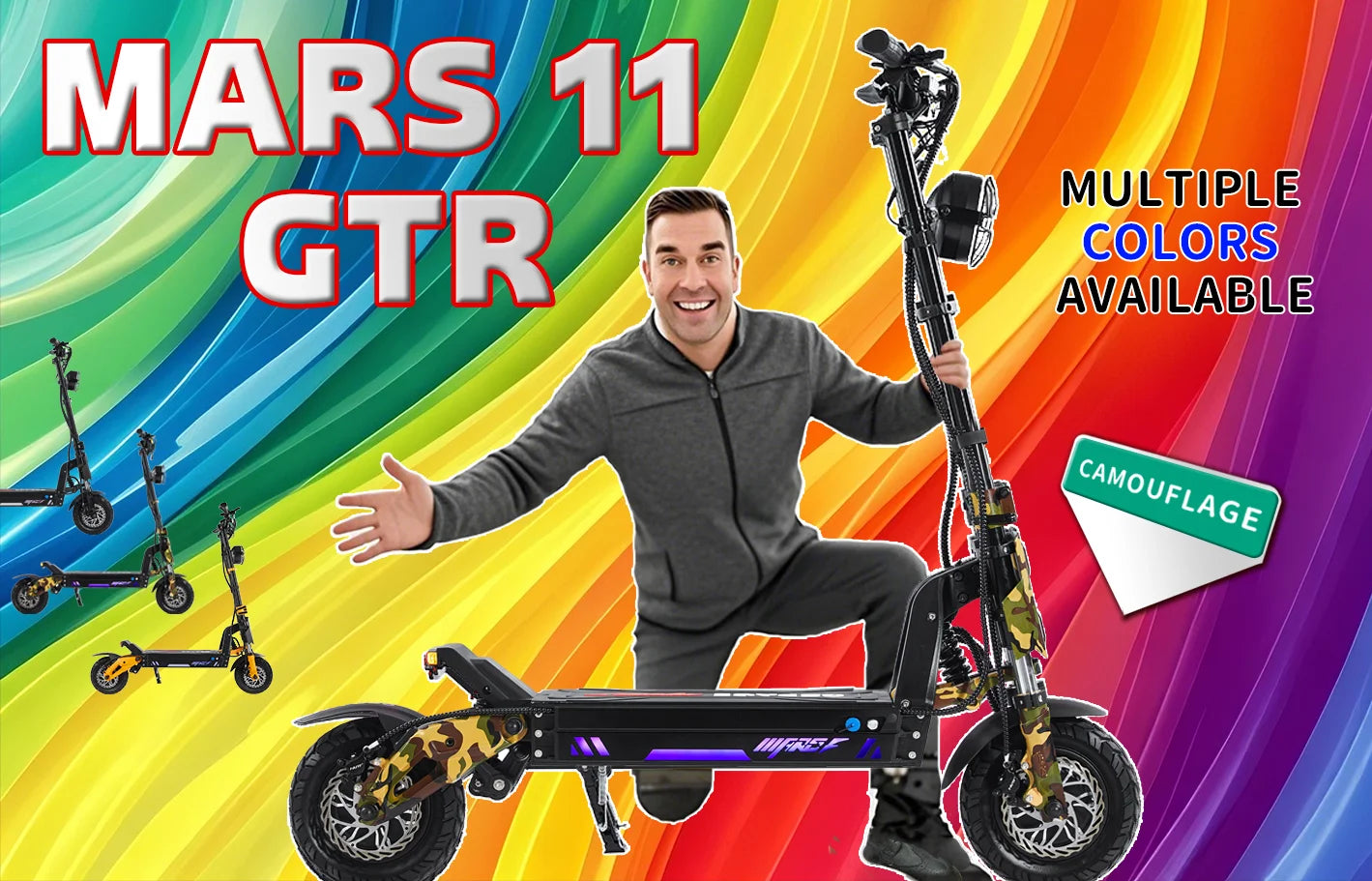 GSPACE MARS11 GTR Electric Scooter 2000*2W Motor 72V45Ah Battery Escooter  11 inch City tires E-Scooter.