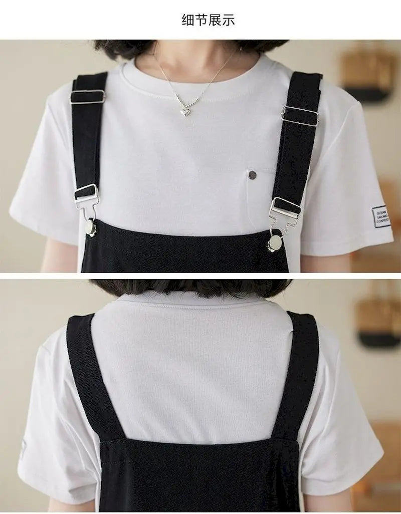 Denim Jumpsuits for Women Vintage Korean Style One Piece Outfit Casual Loose Rompers Wide Leg Jeans Summer New Women Clothing.