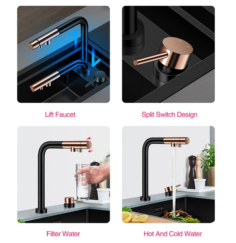 ASRAS Hidden Double Sinks Smart Purifying Kitchen Island Sinks Flip Cover Hidden 4mm Thickness Handmade kitchen Sinks