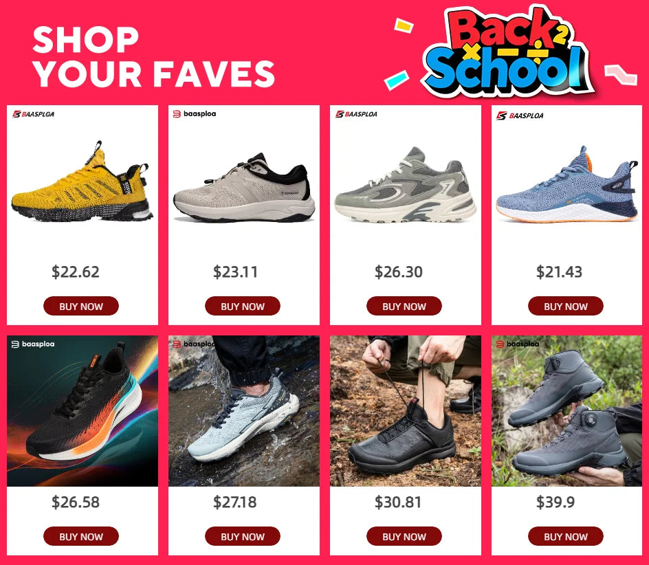 Men's Running Shoes Baasploa Male Sneakers Shoes Breathable Mesh Outdoor Grass Walking Gym Shoes For Men Plus Size 41-50.