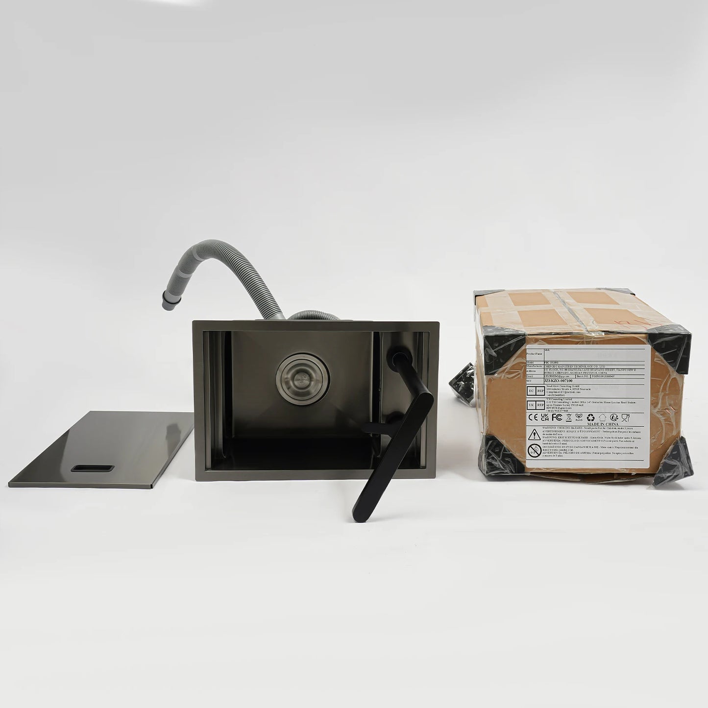 Verstecktes Küchenspüle, schwarz eingebettetes Arbeitsplattenwaschbecken, unsichtbares Waschbecken für die Küche, Bar, platzsparendes, verstecktes Badezimmerwaschbecken für Küchen