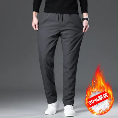 New Winter Men's Down Pants High Quality Thick Warm Goose Down Padded Business Casual Pants for Male Fashion Trousers Outerwear.