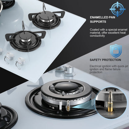 4-Burner Glass Ceramic Built-in Natural gas Propane gas New White Gas hob.