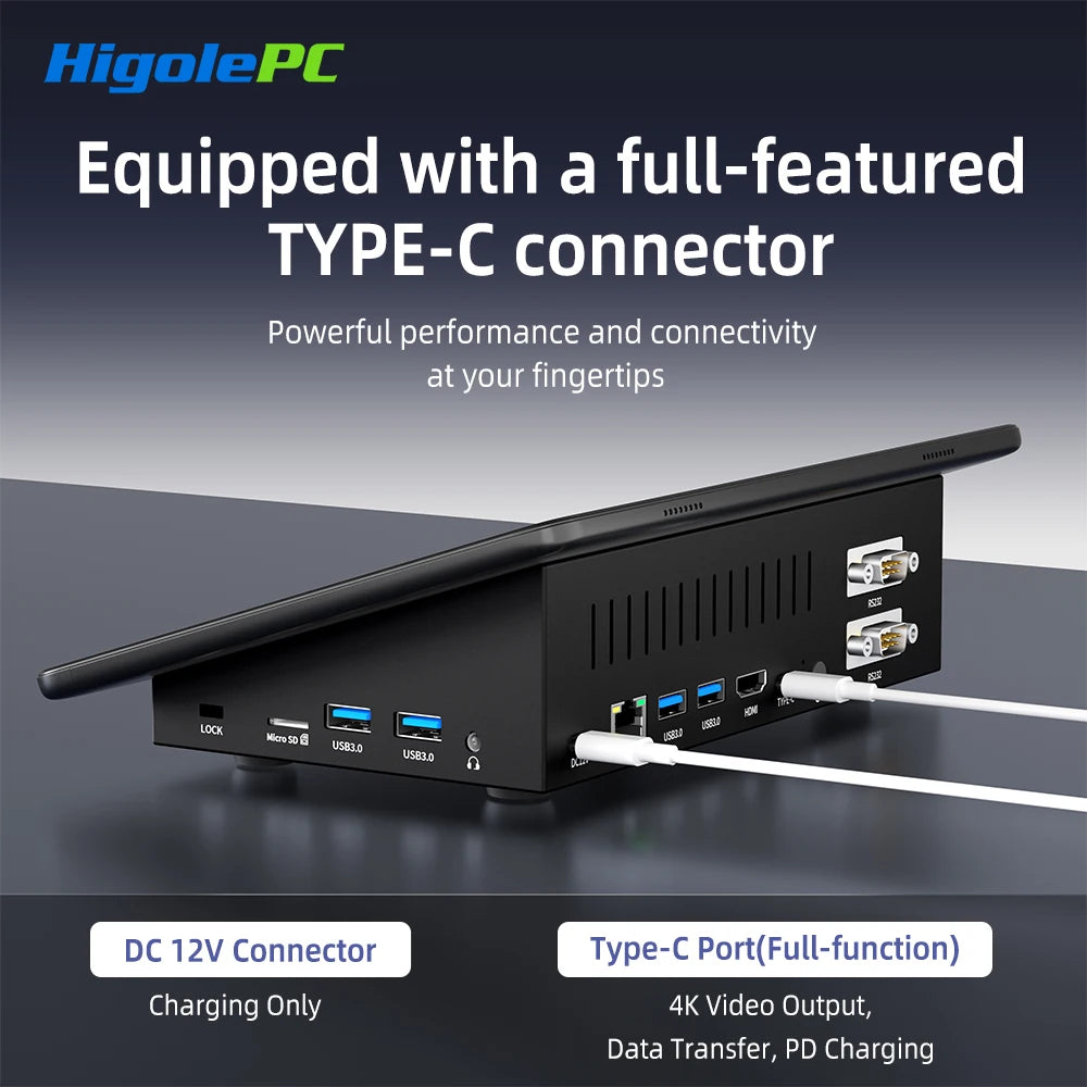 Higole F10 10.1'' Fanless Mini PC Intel N5095 Windows 11 WiFi5 8GB 128GB 5000mAh 4K RS-232 RJ45 Laptop Desktop PC Mini Computer.