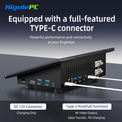 Higole F10 10.1'' Fanless Mini PC Intel N5095 Windows 11 WiFi5 8GB 128GB 5000mAh 4K RS-232 RJ45 Laptop Desktop PC Mini Computer.