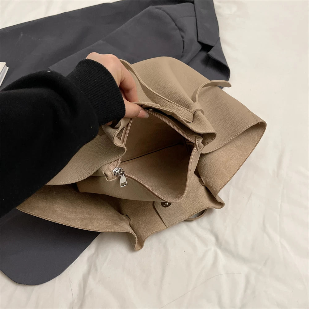 Branded Designer Shoulder Tote Bags For Women Soft PU Leather 2-IN-1 Big Capacity Shopper Tote Set 2025 Luxury Designer Handbags