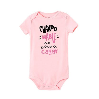 When I Talk You Mess Up The Gift Print Baby Strampler Säuglingsbodysuit Baby Niedliche Kleidung Neugeborene Kurzarm Bodys Kleinkind Geschenk.