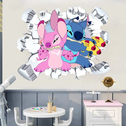 Cartoon Lilo & Stitch Baby Movies Wall Stickers For Kid's Room Kindergarten Living Room Bedroom Wall Decoration Animated Poster.
