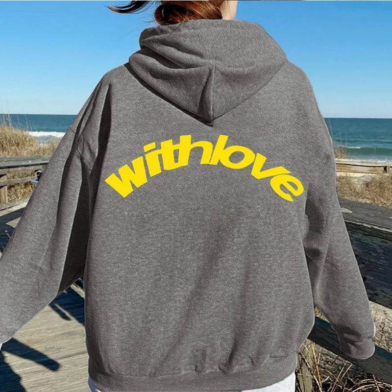 Fanceey Fleece-gefüttertes Herren-Kapuzenpullover, Winter, warm, lockere Passform, Buchstabendruck, lässiger Sport-Pullover, Kapuzenpullover für Herren, Neu.