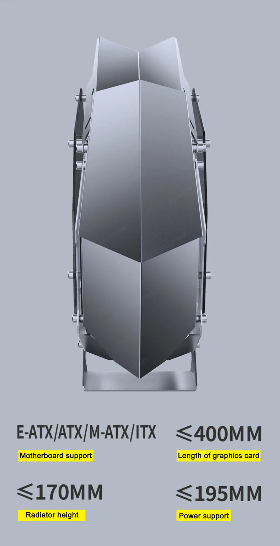 JONSBO MOD-3 Special-shaped Case All Aluminum Tempered Glass E-sports Mecha Theme Chassis E-ATX Motherboard 360 Water-cooled.