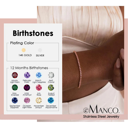 eManco Stainless Steel Gold Plated Sparkling Bracelet High Quality White Zirconia Single Row Simple Accessory For Girls.