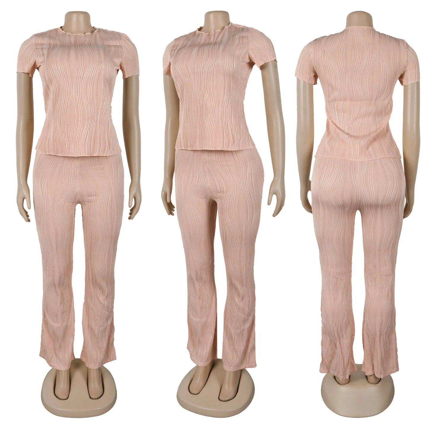 Two Piece Sets Women Pants Set Matching Sets Short Sleeve Solid Casual Tops Long Pants High Waist Bodycon Y2k Streetwear 2025