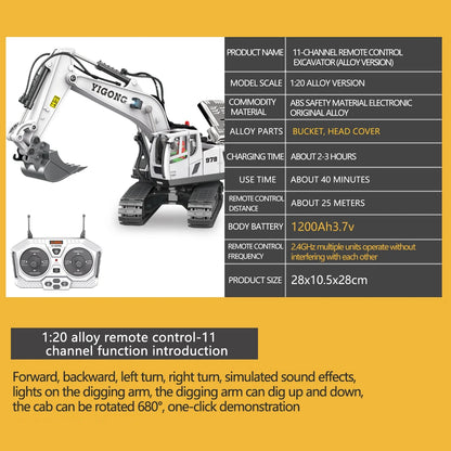 Teeggi 1:20 RC Excavator Car Children Toys 2.4G Remote Control Dump Truck Car Bulldozer Toy Radio Electric Car For Children Gift.