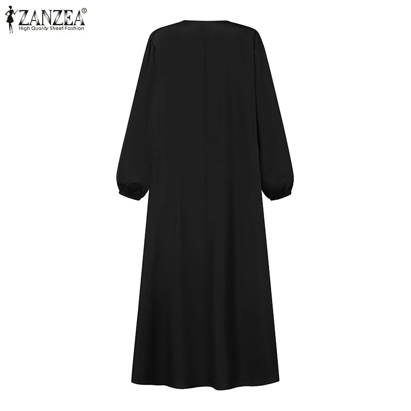 Muslim Abaya ZANZEA Solid Muslim Fashion Islamic Dress Women Vintage.