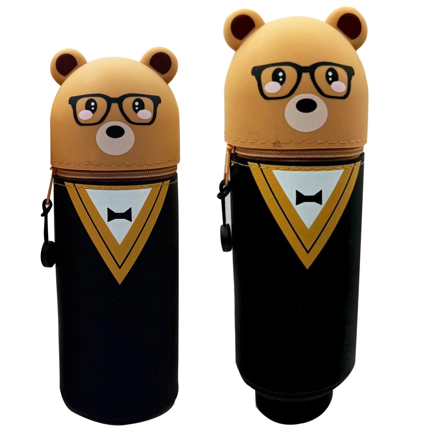 Niedliches Tier-Federmäppchen, 2-in-1-Federmäppchen mit Reißverschluss-Stifthalter, weiches Silikon-Federmäppchen, geeignet für das Schulbüro.