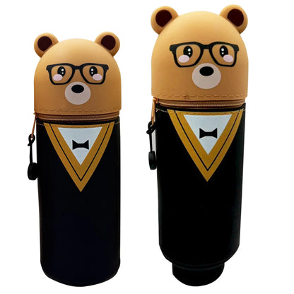 Niedliches Tier-Federmäppchen, 2-in-1-Federmäppchen mit Reißverschluss-Stifthalter, weiches Silikon-Federmäppchen, geeignet für das Schulbüro.