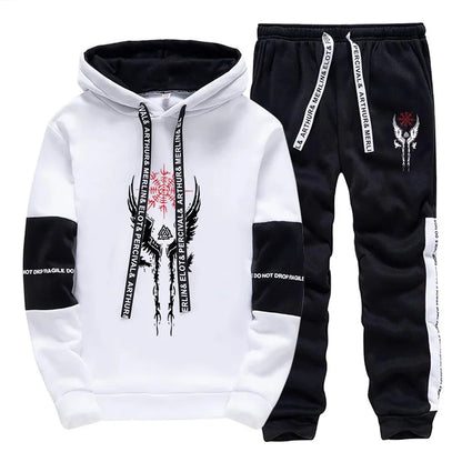 Mens Tracksuit Printed Casual Sweatshirts Sweatpants Single Piece Versatile Hoodie Pants Gym Sports Jogging Mens Clothing 2025.
