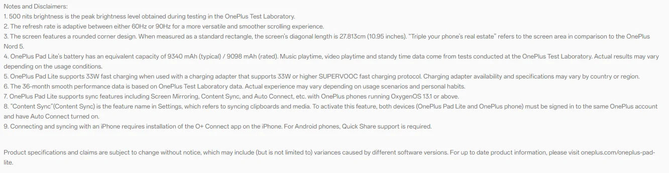 Global Version OnePlus Pad Lite Tablet 11-inch 90Hz LCD Eye Care Display MediaTek Helio G100 9340mAh Battery OxygenOS 15.0.1