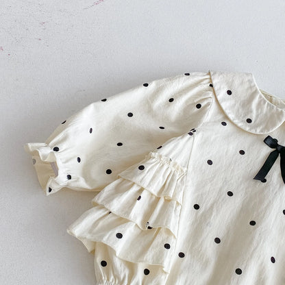 2023 herbst Neue Baby Mädchen Bodysuit Baumwolle Polka Dot Gedruckt Infant Mädchen Ein Stück Kleidung Kleinkind Overall Neugeborene Kleidung.