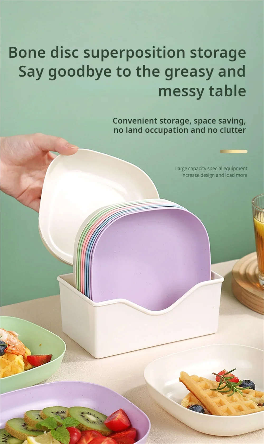 10pcs Multi-function Spit Bone Dish Food Grade Plastic  Round Square Set Dining Table Garbage Plate  Household Snack Fruit Plate.