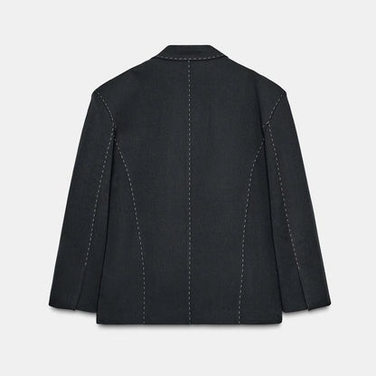 Fashion Line Suit Jackets Pants Sets Women Loose Lapel Double Breasted Blazer Pleated Wide Leg Pant 2025 Autumn Lady Office Suit.