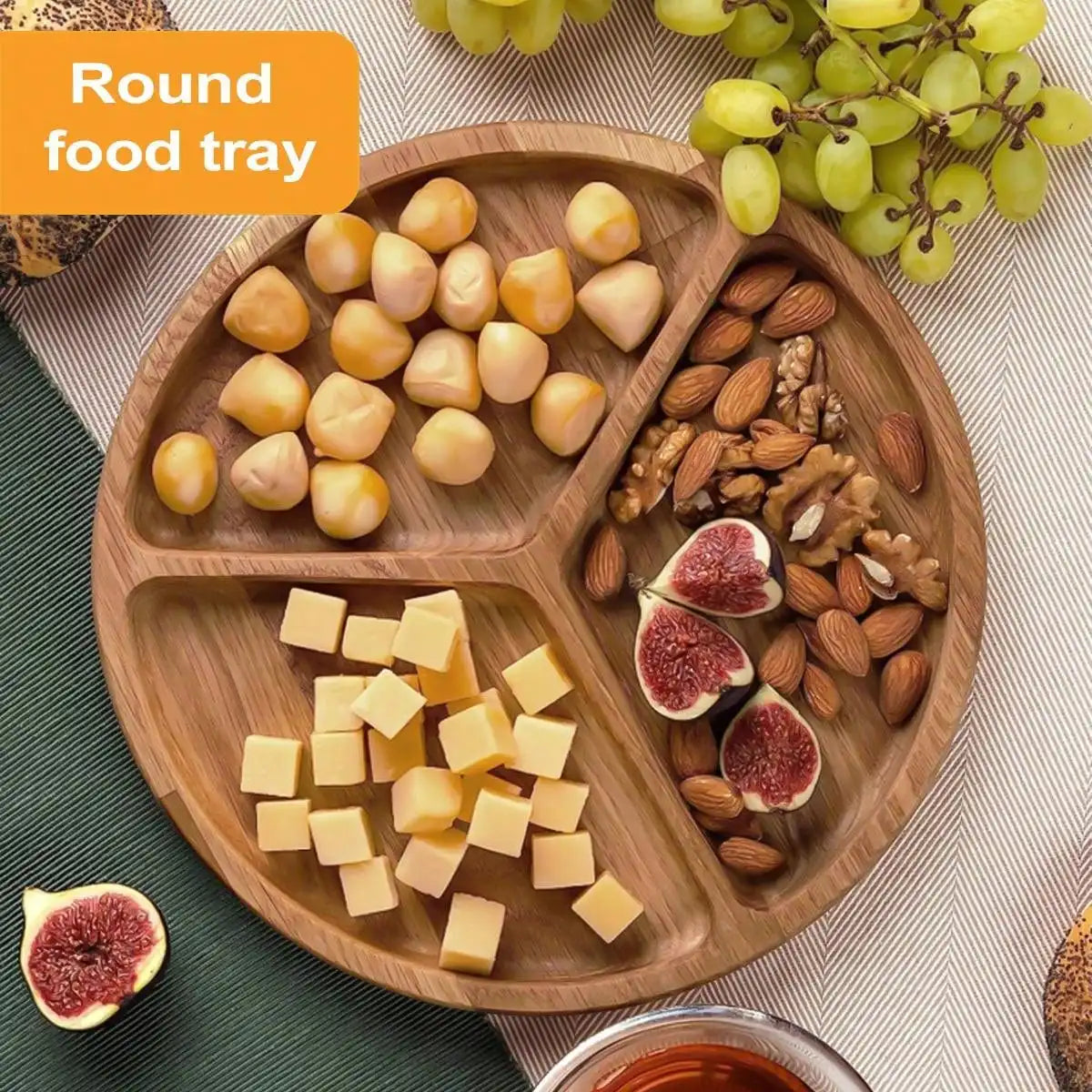 Leeseph Acacia Wood Serving Plate, Food Tray Nut Candy Bowl Fruit Storage Bread Plate Snack Tray or Home Office Decor Tray.