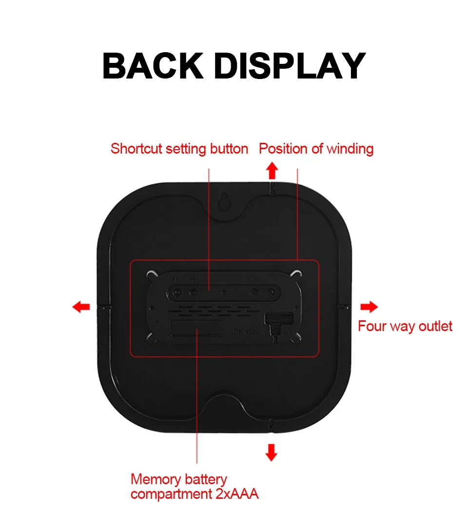 13 Zoll LED große digitale Wanduhr mit Fernbedienung TEMP Luftfeuchtigkeit Woche Auto Dimmer 12/24H Wecker für Home Office Dekor