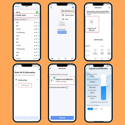 Hot Sale 5M ME202R Tuya APP Intelligent Smart Home LCD Temperature Display WIFI Submersible Water Tank Level Controller.