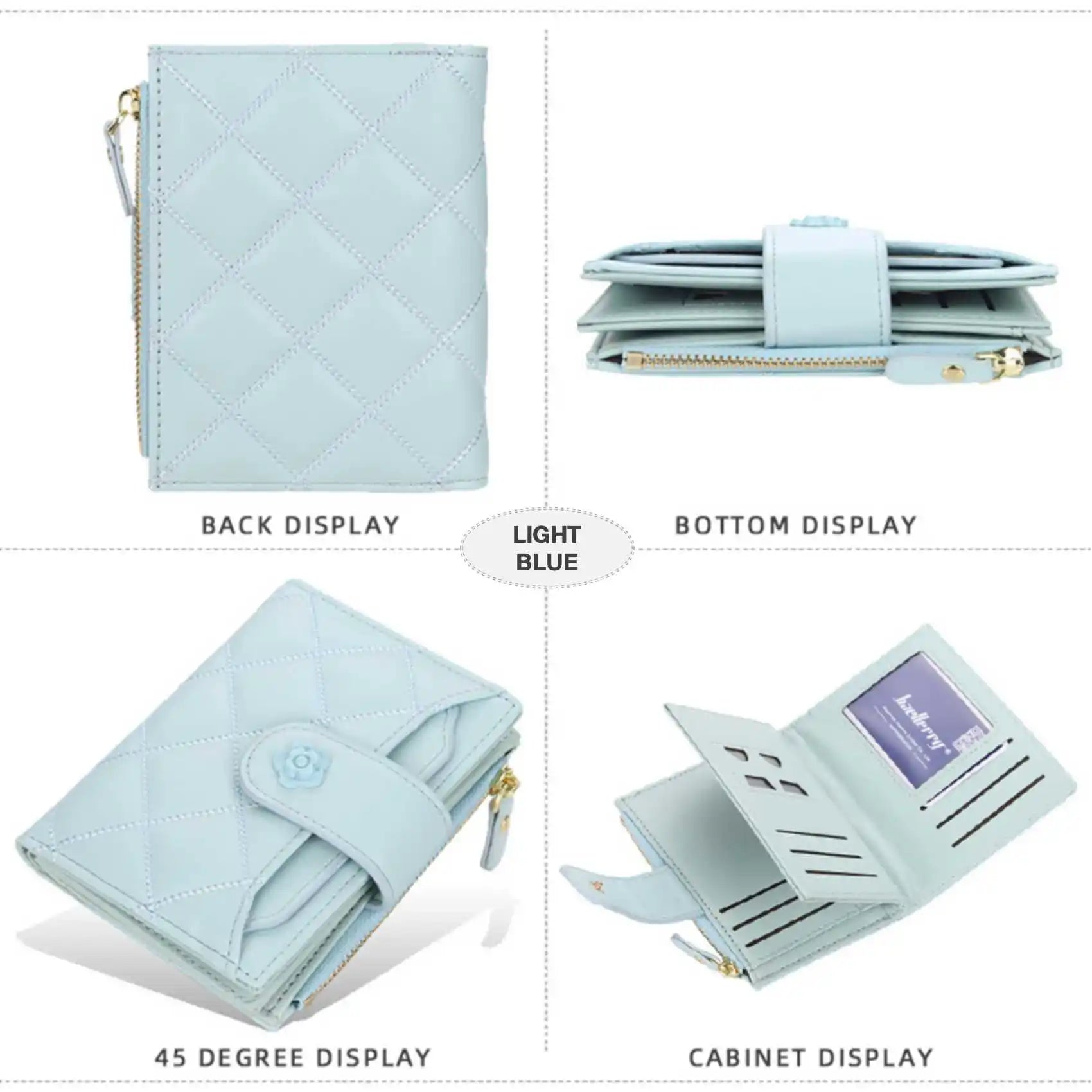 Argyle Multi-Card Trifold Zipper Coin Purse New Fashion Casual Women's Short Wallet Vertical Driver's License Buckle Card Holder.