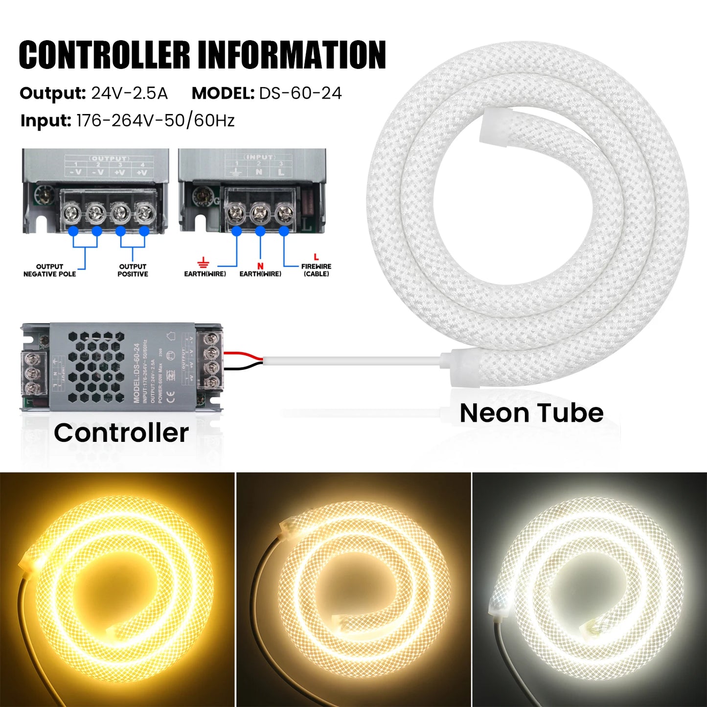 Dimmable LED Neon Tube 360 Degree Round Reticulate Flexible Silicone Tape 240LEDs Waterproof LED Strip Light 12V 24V.