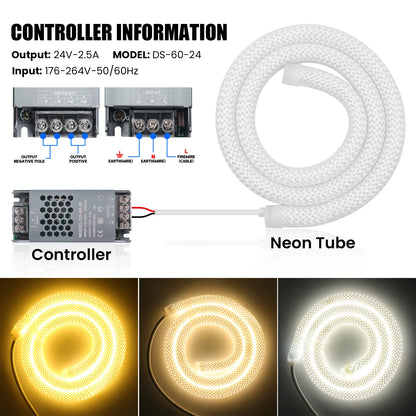 Dimmable LED Neon Tube 360 Degree Round Reticulate Flexible Silicone Tape 240LEDs Waterproof LED Strip Light 12V 24V.