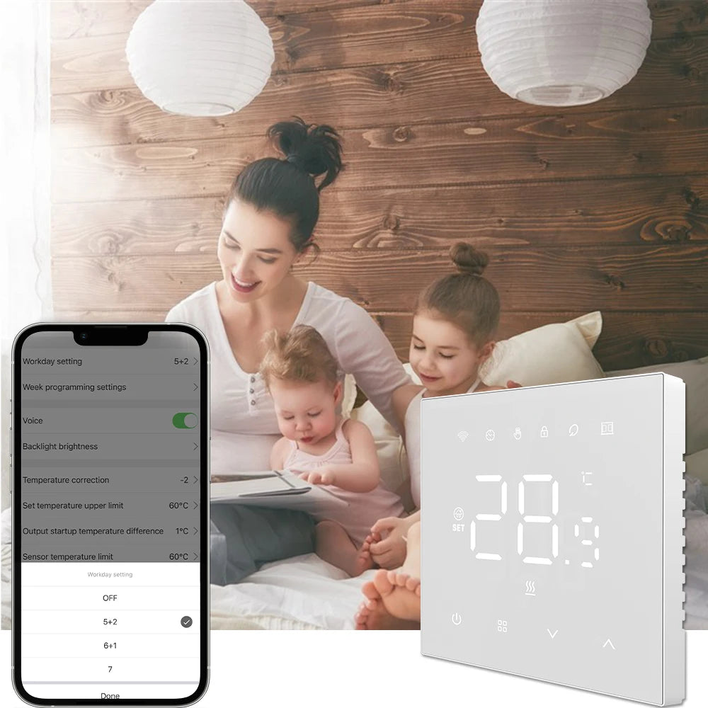 AVATTO Tuya WiFi Matter Smart Thermostat WaterGas Electric Floor Heating Temperature Controller For Alexa Google Apple HomeKit.