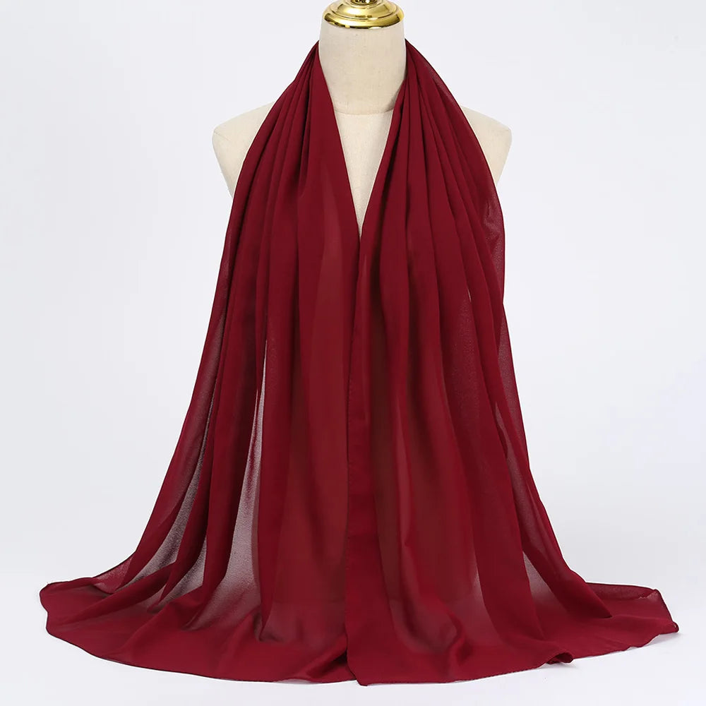 Muslim Chiffon Hijab Scarf Women Long Solid Color Head Wrap For Women Hijabs Scarves Ladies Muslim Veil Jersey Hijabs