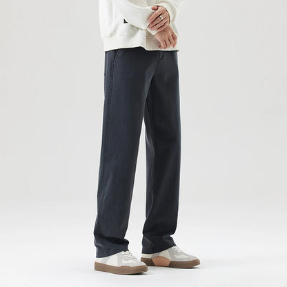 Men's Loose Straight Lyocell Wide Leg Trousers 2025 Autumn Winter Drape Comfortable Versatile Casual Pants Plus Size 5XL.