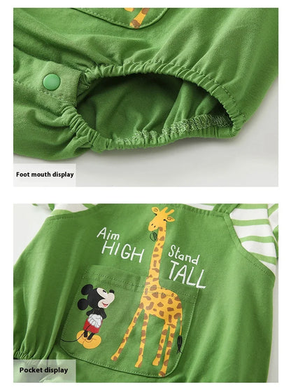 MINISO Mickey Sommer Baby Jungen Kurzarm Klettern Anzug Koreanischen Stil Baumwolle Faux Zwei Stück Säuglingsspielanzug 0-1 jahre Bodys.