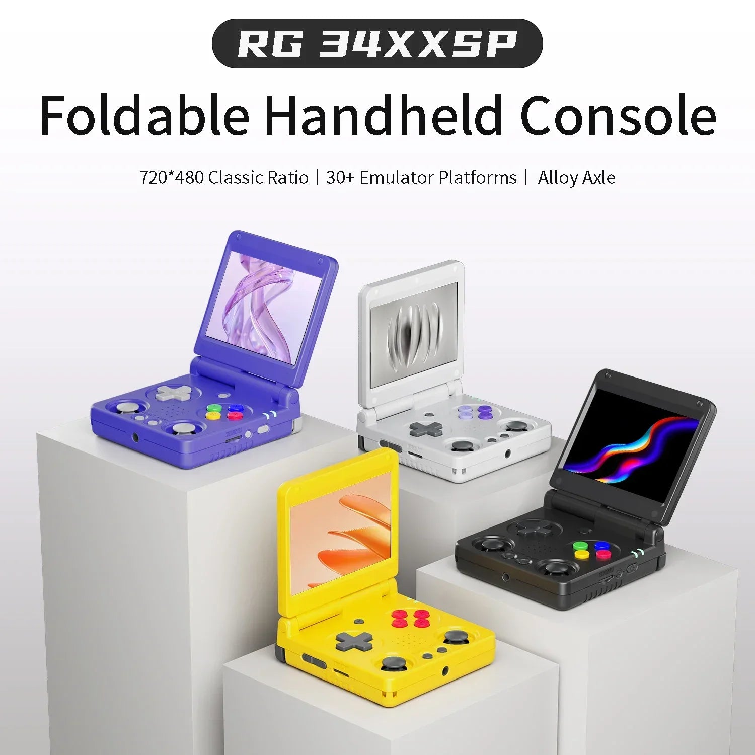 ANBERNIC RG34XXSP Flip Handheld Console 3.4'' IPS Screen Linux 64-bit 64G 5000+ Games Supports 5G WIFI HD-MI TV Output Streaming.