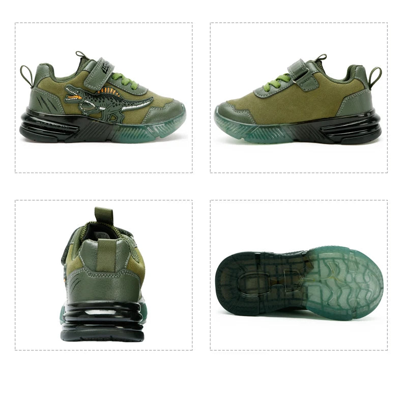 EXDINO Dinosaur Little Kids Spring Autumn LED Light Up Shoes Children Spinosaurus Boys Glowing Casual Sports Sneakers Non-slip