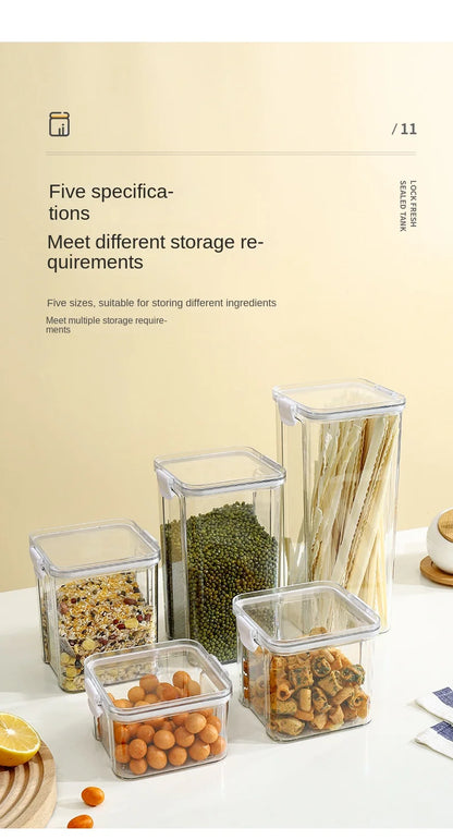 Large Capacity Waterproof Transparent Sealed Jar Multi-size Scene Kitchen Candy Dried Grain Storage With Lid Fridge Storage Tank