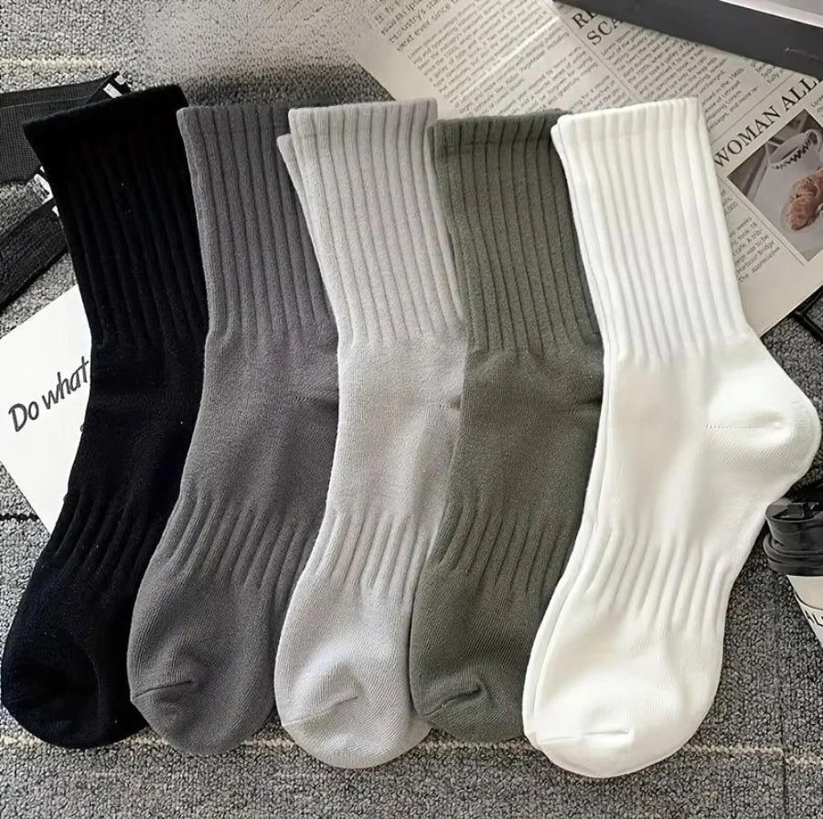 Men's thick warm towel socks 3 pairs of casual solid color mid-calf socks winter men's socks