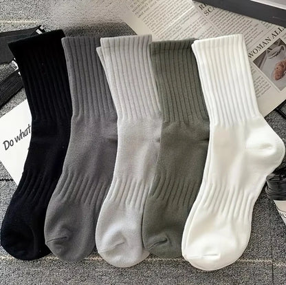 Men's thick warm towel socks 3 pairs of casual solid color mid-calf socks winter men's socks